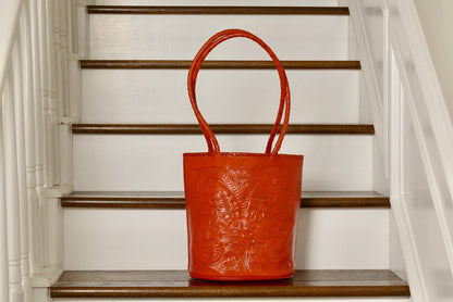 Pilar Hand-Tooled Leather Purse Purse Hide and Chic Orange