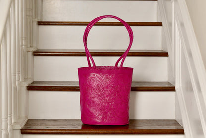 Pilar Hand-Tooled Leather Purse Purse Hide and Chic Pink