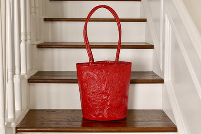 Pilar Hand-Tooled Leather Purse Purse Hide and Chic Red
