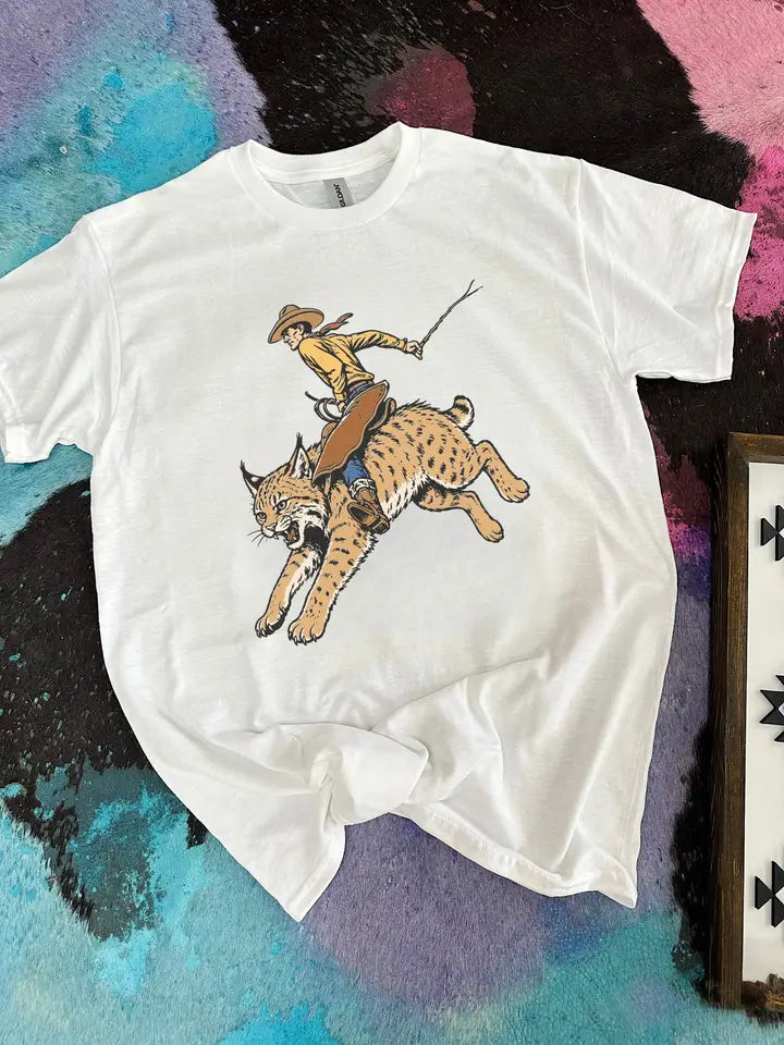 Cowboy Bobcat Tee TOP Gunpowder and Glam Boutique