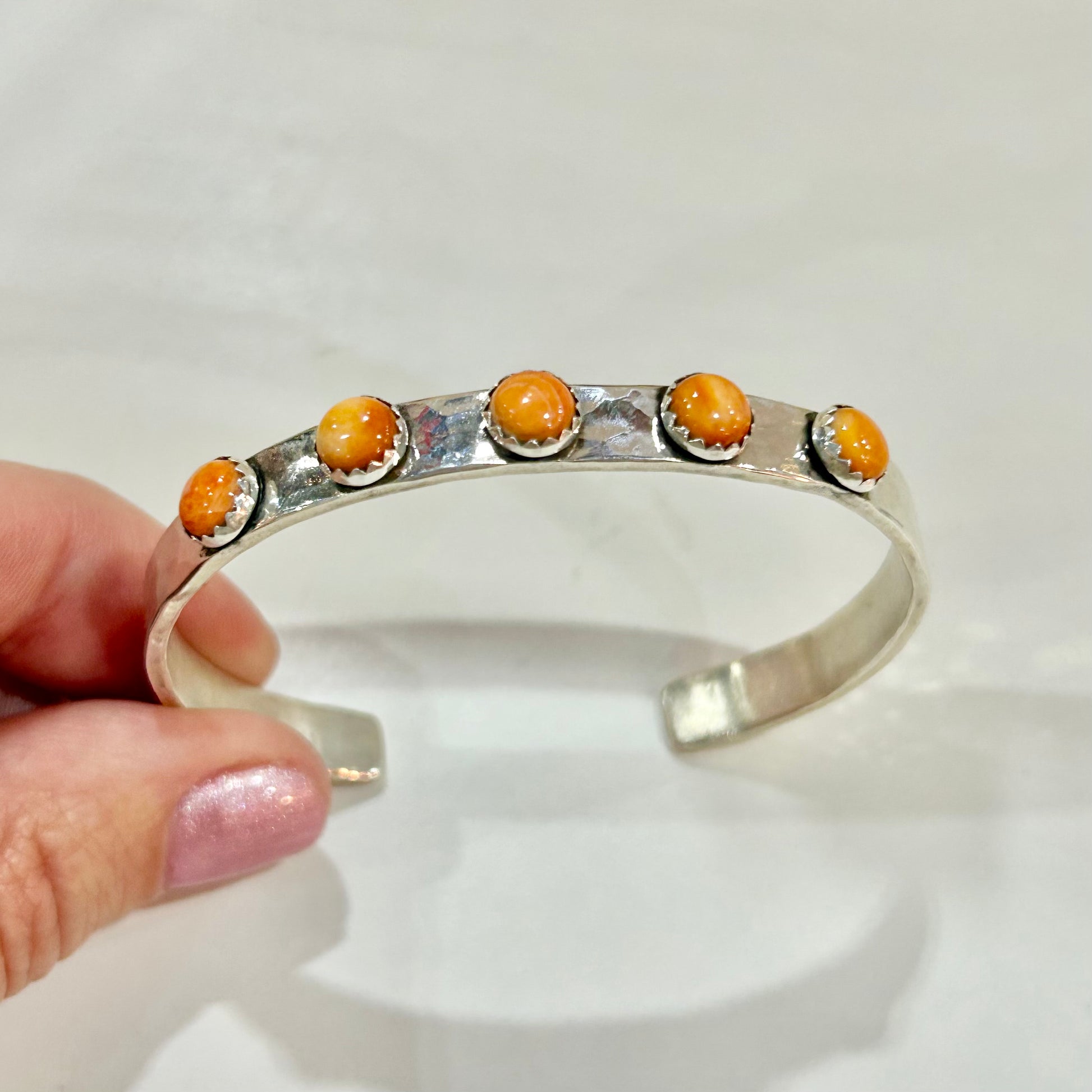 5 Orange Spiny Oyster Stone Cuff Cuffs Richard Schmidt