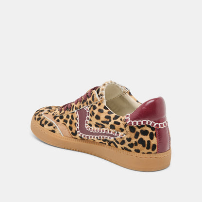 Notice Stitch Sneakers - Burgundy Leopard Calf Hair Sneakers Dolce Vita