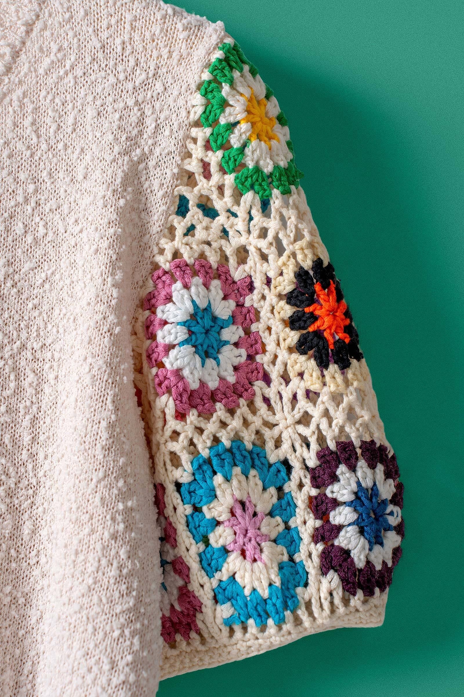 Crochet Sleeve Short Sleeve Cardigan TOP Trends