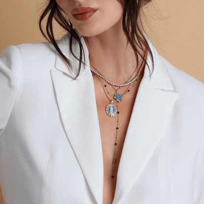 French Blue Cameo Mary Necklace NECKLACES JOY DRAVECKY
