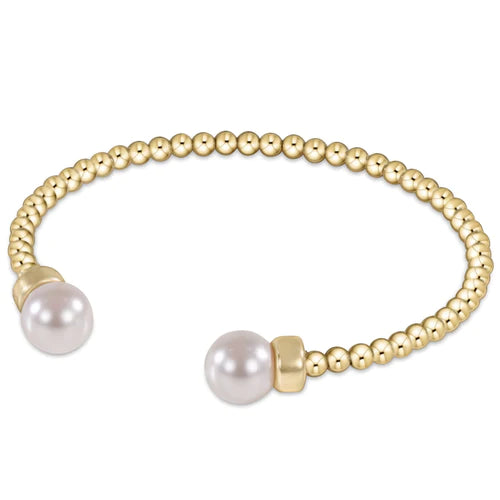 Classic Gold 3mm Bead Cuff - Pearl Bracelets Enewton   