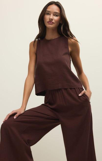 Sloane Linen Top - Chocolate Cherry Top Z Supply