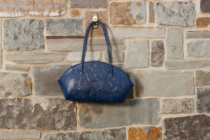 Paloma Hand-Tooled Leather Purse Purse Hide and Chic Navy