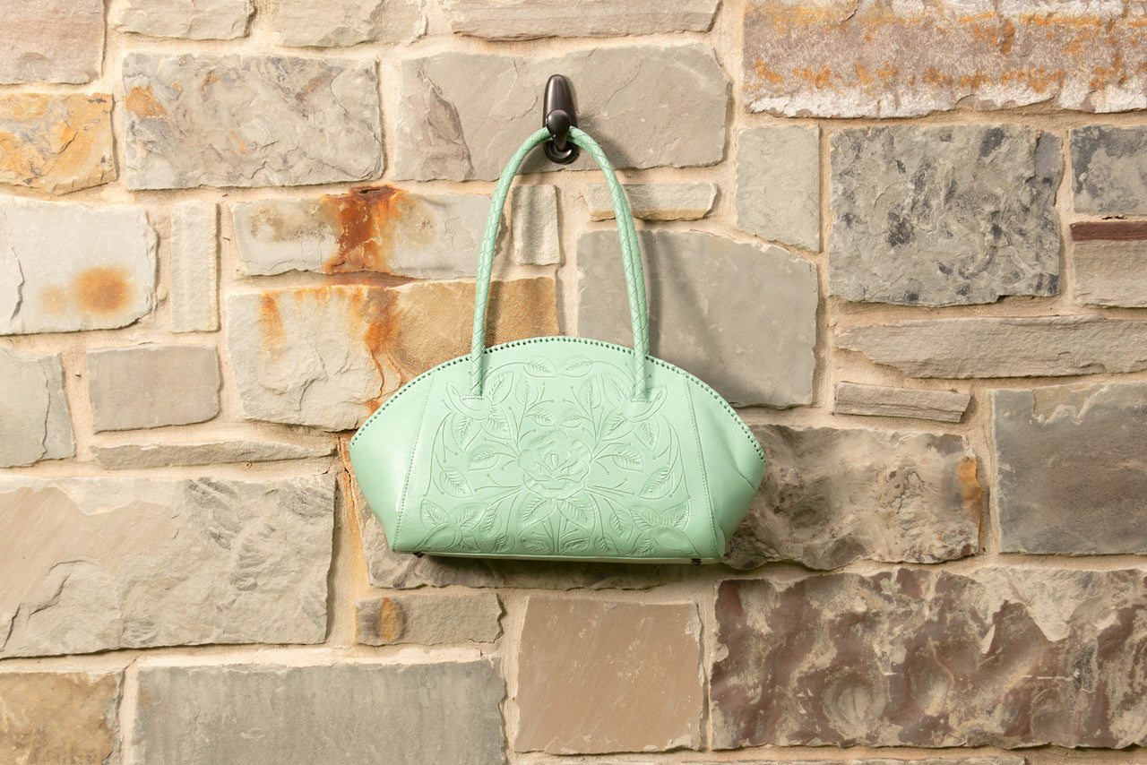 Paloma Hand-Tooled Leather Purse Purse Hide and Chic Aqua