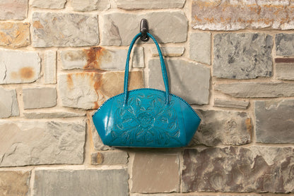 Paloma Hand-Tooled Leather Purse Purse Hide and Chic Turquoise