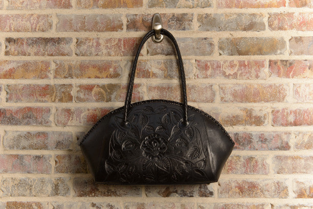 Paloma Hand-Tooled Leather Purse Purse Hide and Chic Black
