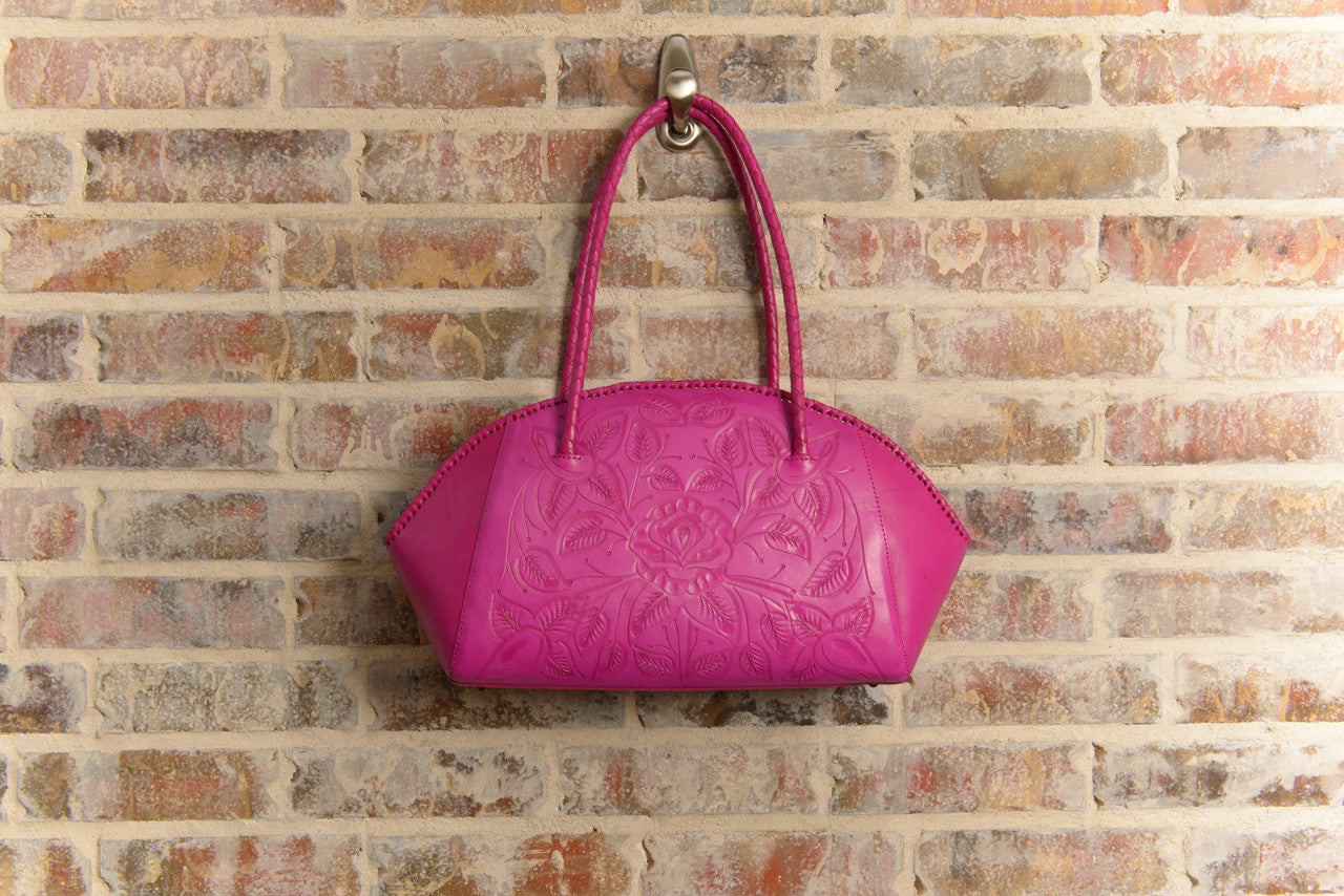 Paloma Hand-Tooled Leather Purse Purse Hide and Chic Pink