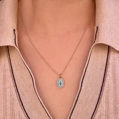Mini Lady Lourdes Pendant in Aqua NECKLACES JOY DRAVECKY