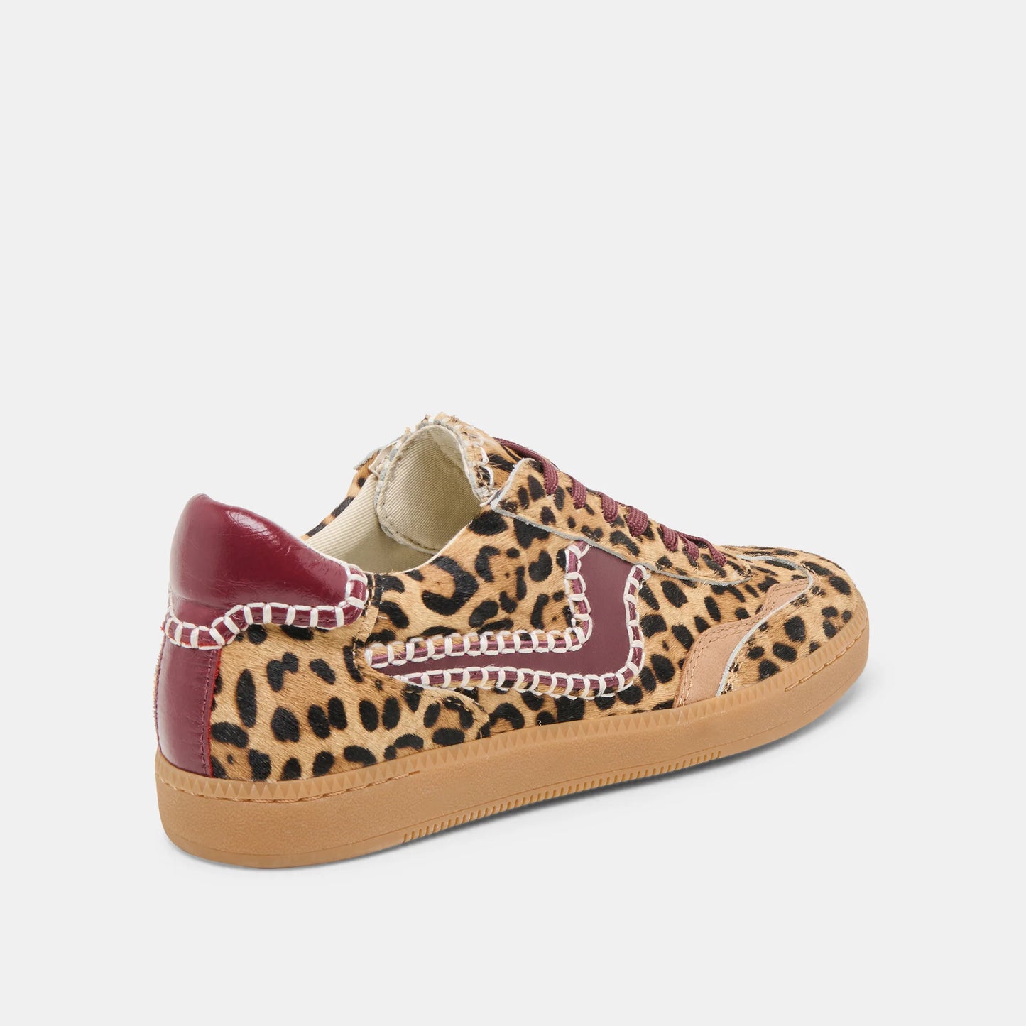 Notice Stitch Sneakers - Burgundy Leopard Calf Hair Sneakers Dolce Vita