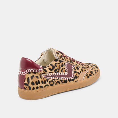Notice Stitch Sneakers - Burgundy Leopard Calf Hair Sneakers Dolce Vita