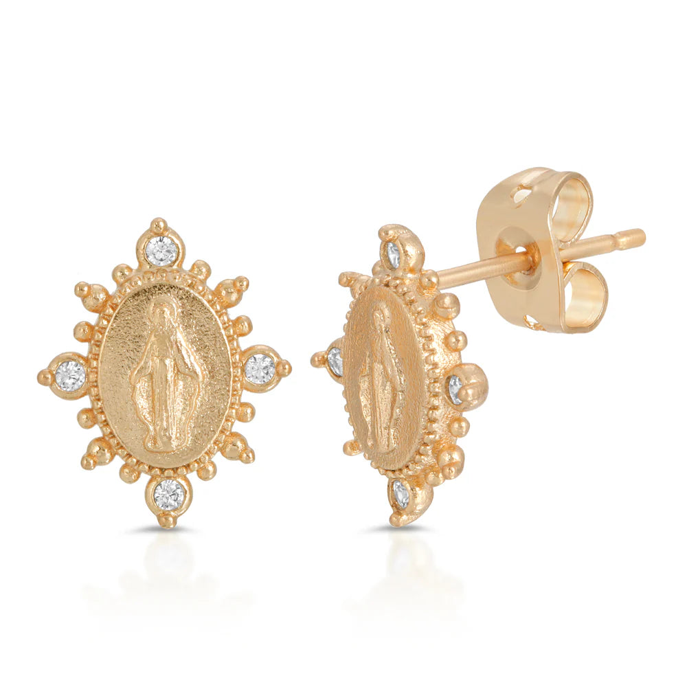 Lady Lourdes Studs in Gold EARRINGS JOY DRAVECKY