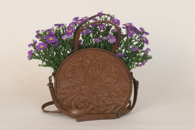 Luna Hand-Tooled Leather Crossbody Crossbodies Hide and Chic Honey