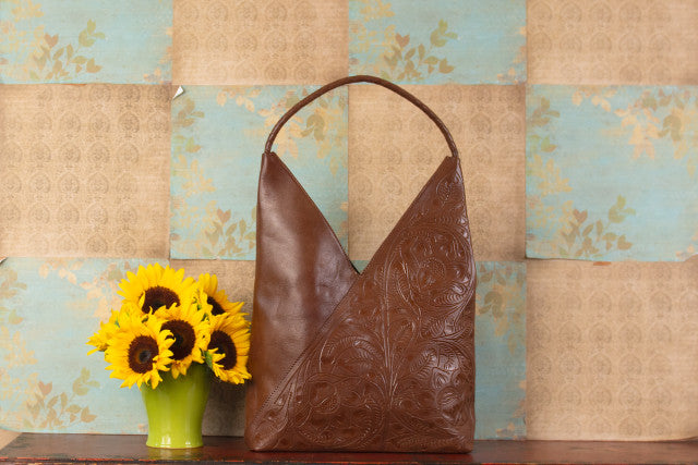 Mia Hand-Tooled Leather Purse Purse Hide and Chic Honey