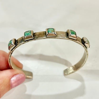 6mm Hammered Sterling Cuff with 5 Square Turquoise (Evenly-Spaced) Cuffs Richard Schmidt