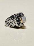 Crater Shank with Square Mother of Pearl and Gold Bezel Ring