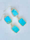 Blue Turquoise Gold Earrings