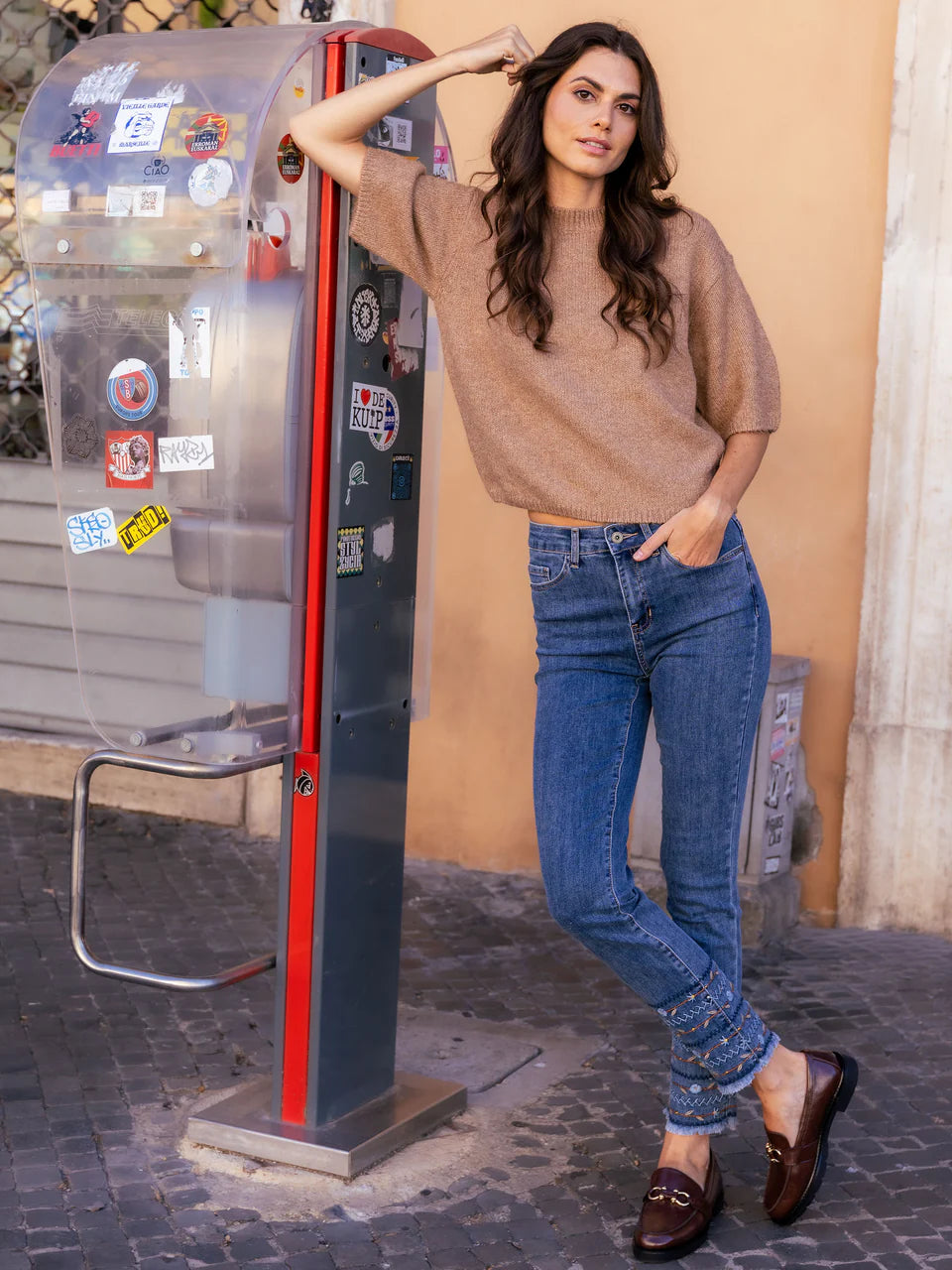 Balloon Elbow Sleeve Knit Sweater - Sesame TOP Charlie B