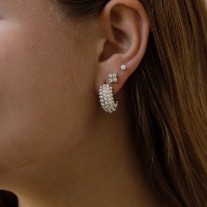 Studded Pearl Hoops