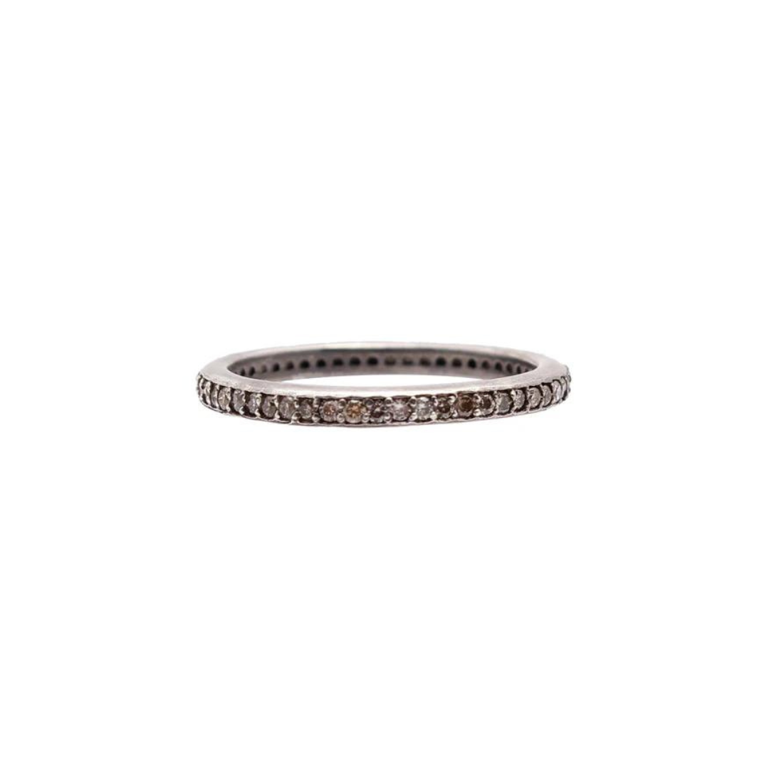 Silver Stack Band with Champagne Diamonds Rings Armenta