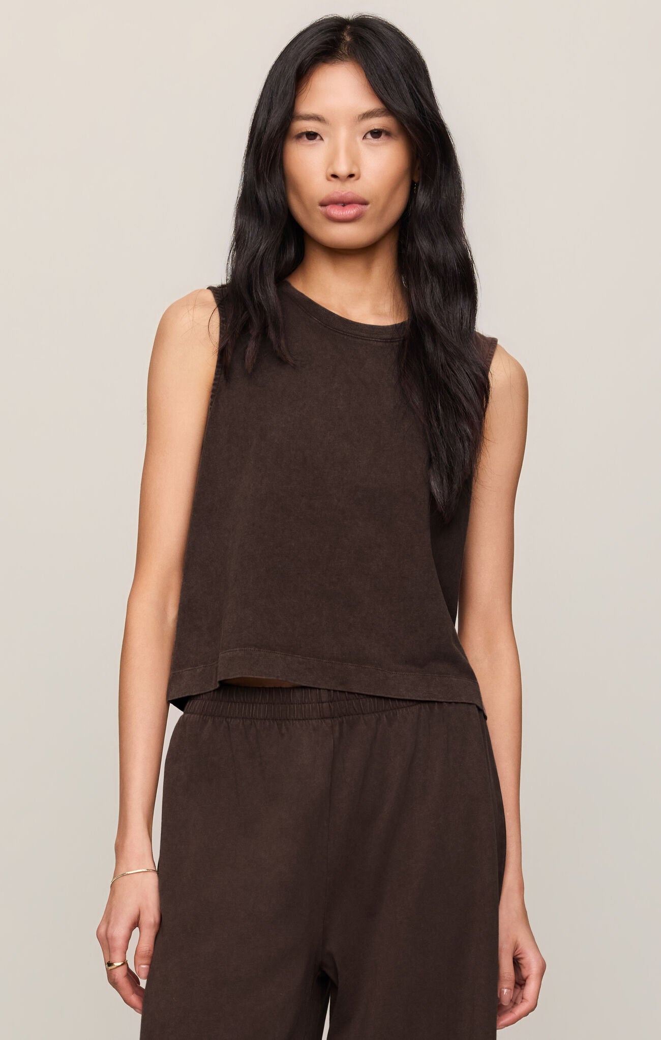 Sloane Jersey Muscle Tank - Dark Chocolate
