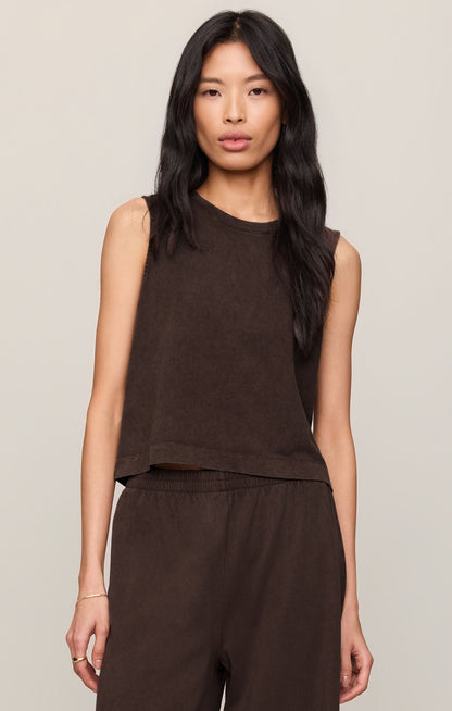 Sloane Jersey Muscle Tank - Dark Chocolate