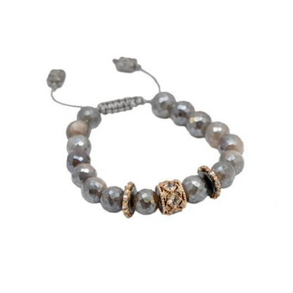 Gold & Grey Sterling Silver Morganite Beaded Pull Bracelet Bracelets Armenta   