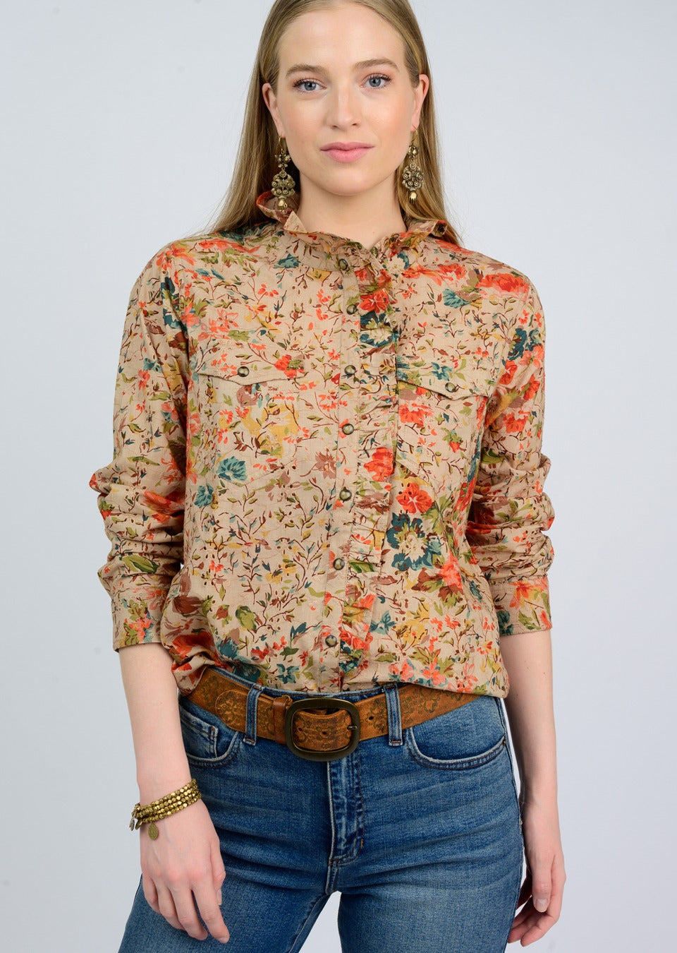 Eyelet Floral Snap Shirt Button Up Shirts Ivy Jane   