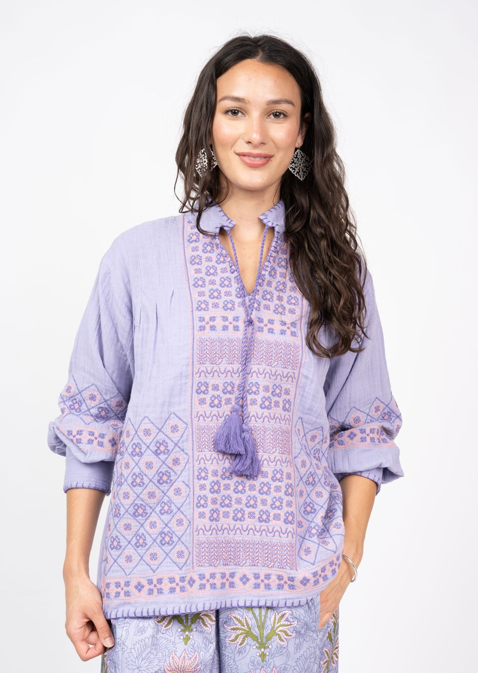 Gauze Cross Stitch Top - Periwinkle TOP Ivy Jane
