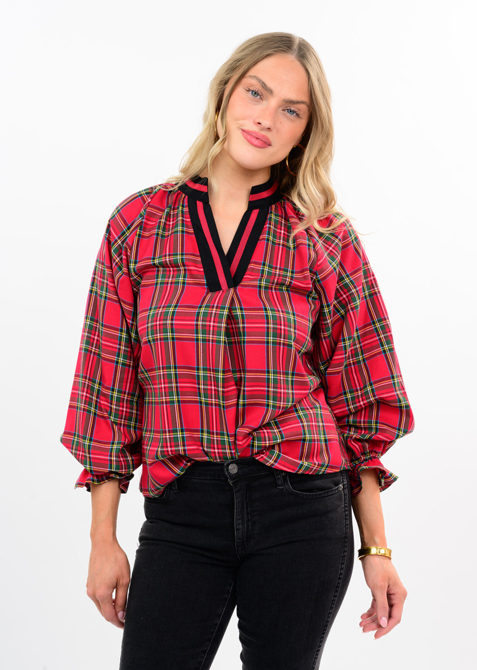 Tartan Plaid Popover Top TOP Ivy Jane