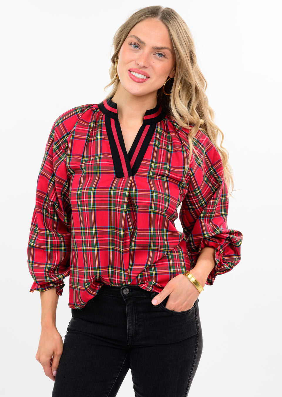 Tartan Plaid Popover Top TOP Ivy Jane
