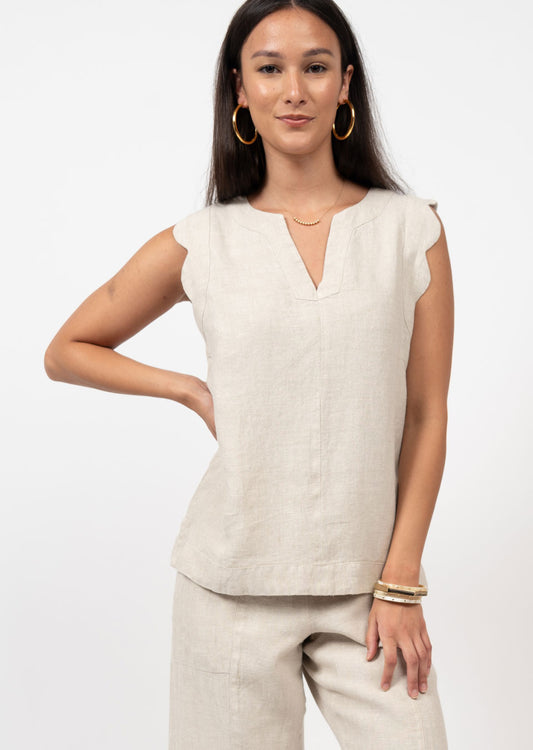 Scallop Trimmed Top - Natural TOP SISTER MARY   