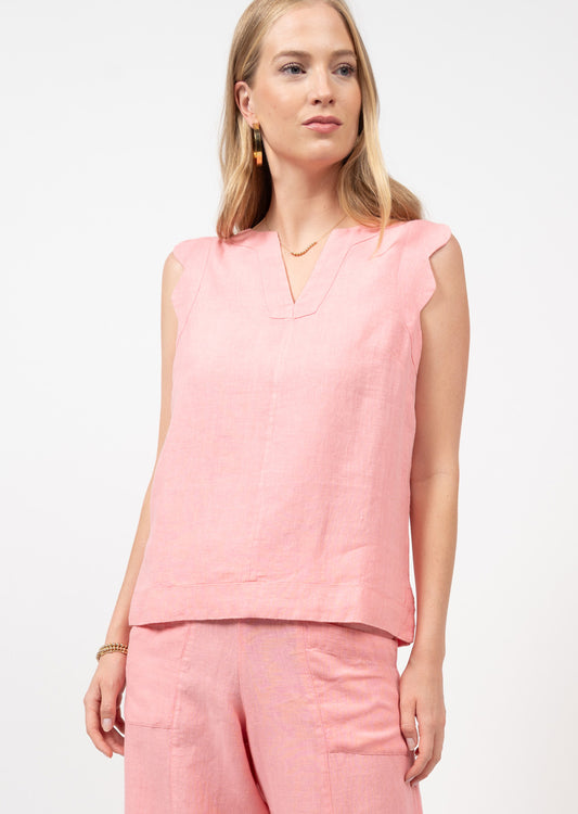 Scallop Trimmed Top - Geranium Pink TOP SISTER MARY   