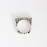 5 Domed Squares with Bubbles Shank Stacker Ring