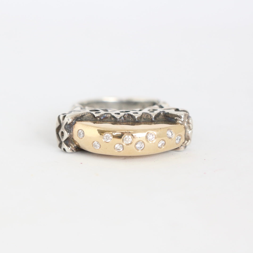 10 Diamonds Rounded Gold Top Ring Rings Dian Malouf   
