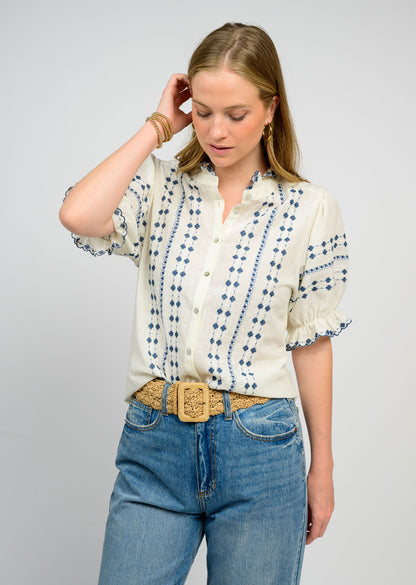 Rows of Embroidery Top TOP Ivy Jane
