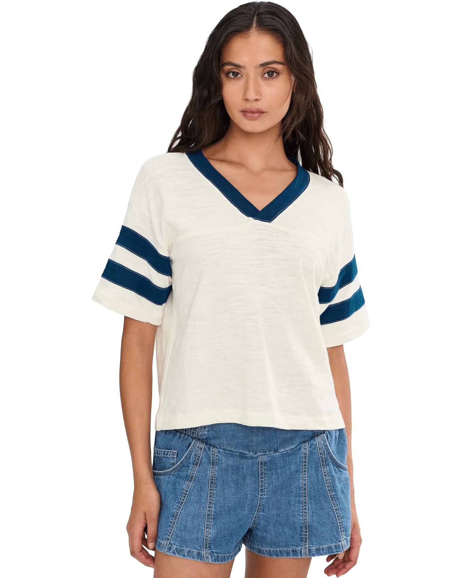 Sunwashed Slub Varsity Tee - Titan Varisty TOP Faherty Brand