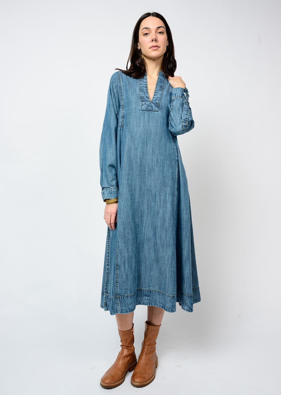 Denim Midi Caftan Dress Midi Dresses Uncle Frank