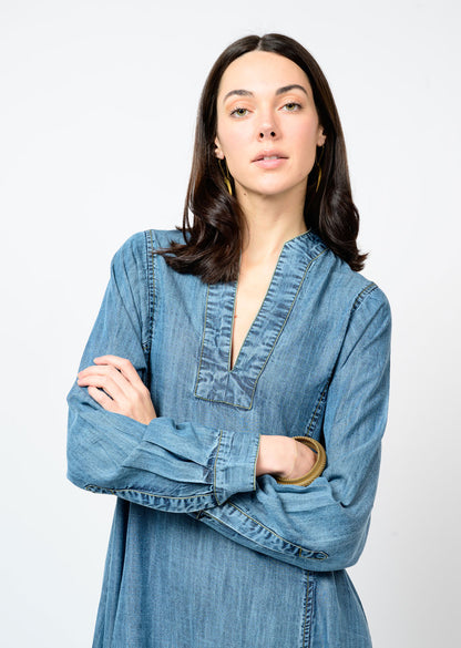 Denim Midi Caftan Dress Midi Dresses Uncle Frank