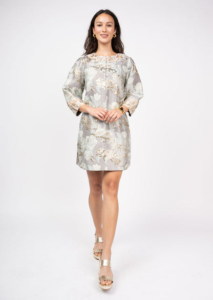 Jacquard Button Neck Dress Dresses Uncle Frank
