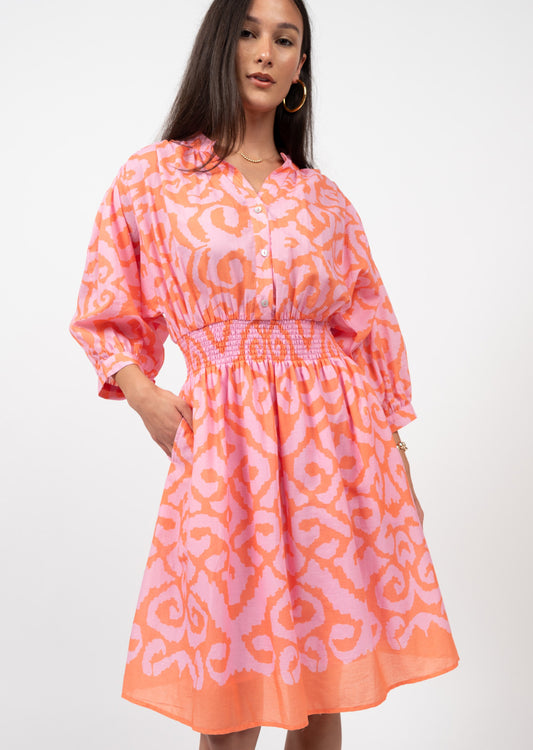 Ikat Blouson Coral Dress Mini Dresses Ivy Jane   