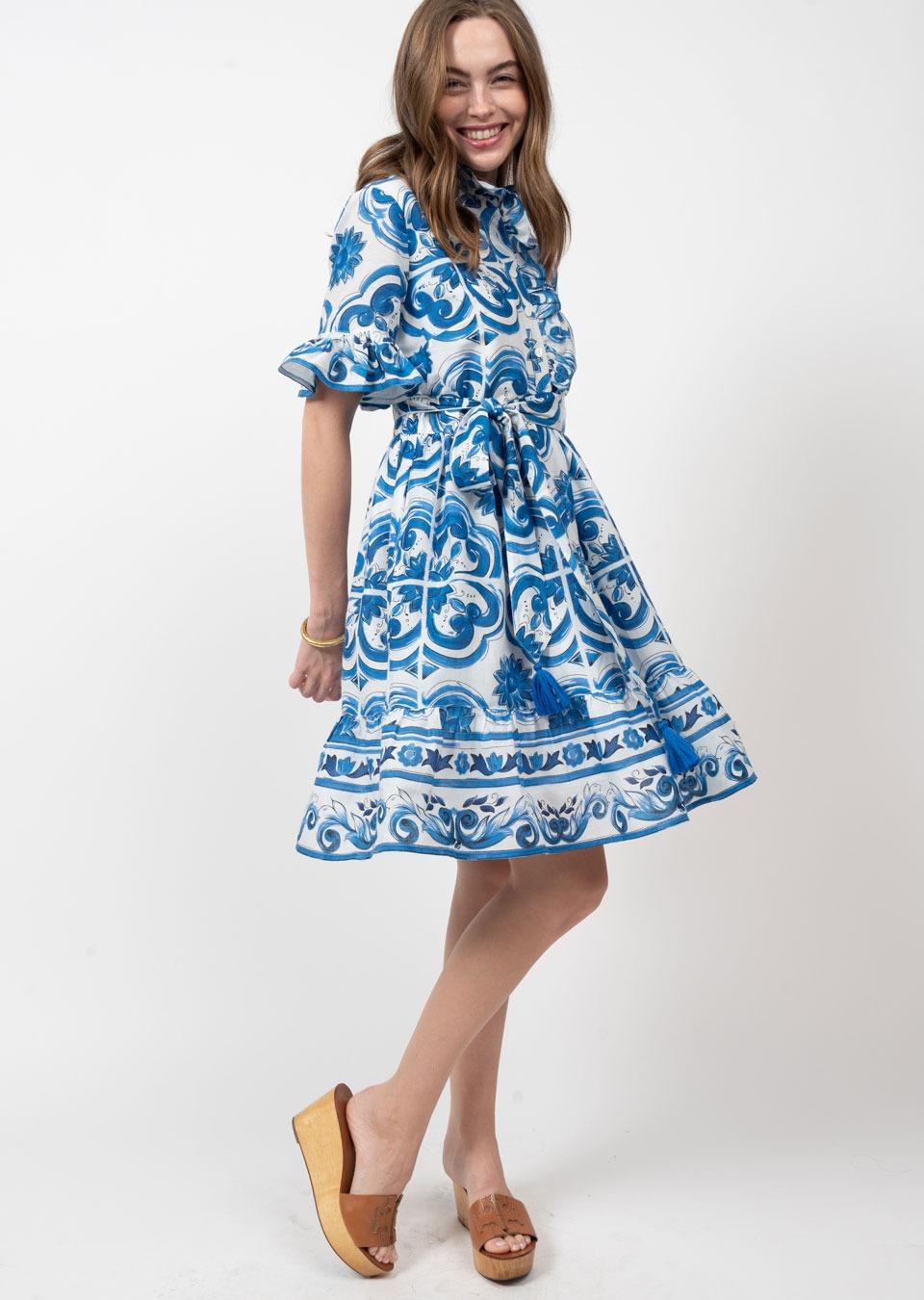 Tile Pattern Blue Dress Mini Dresses Ivy Jane   