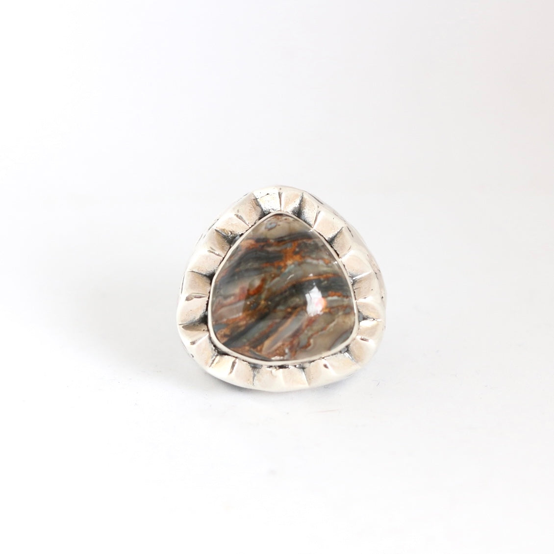 Triangle Shaped Abalone Stone Ring Rings Dian Malouf   