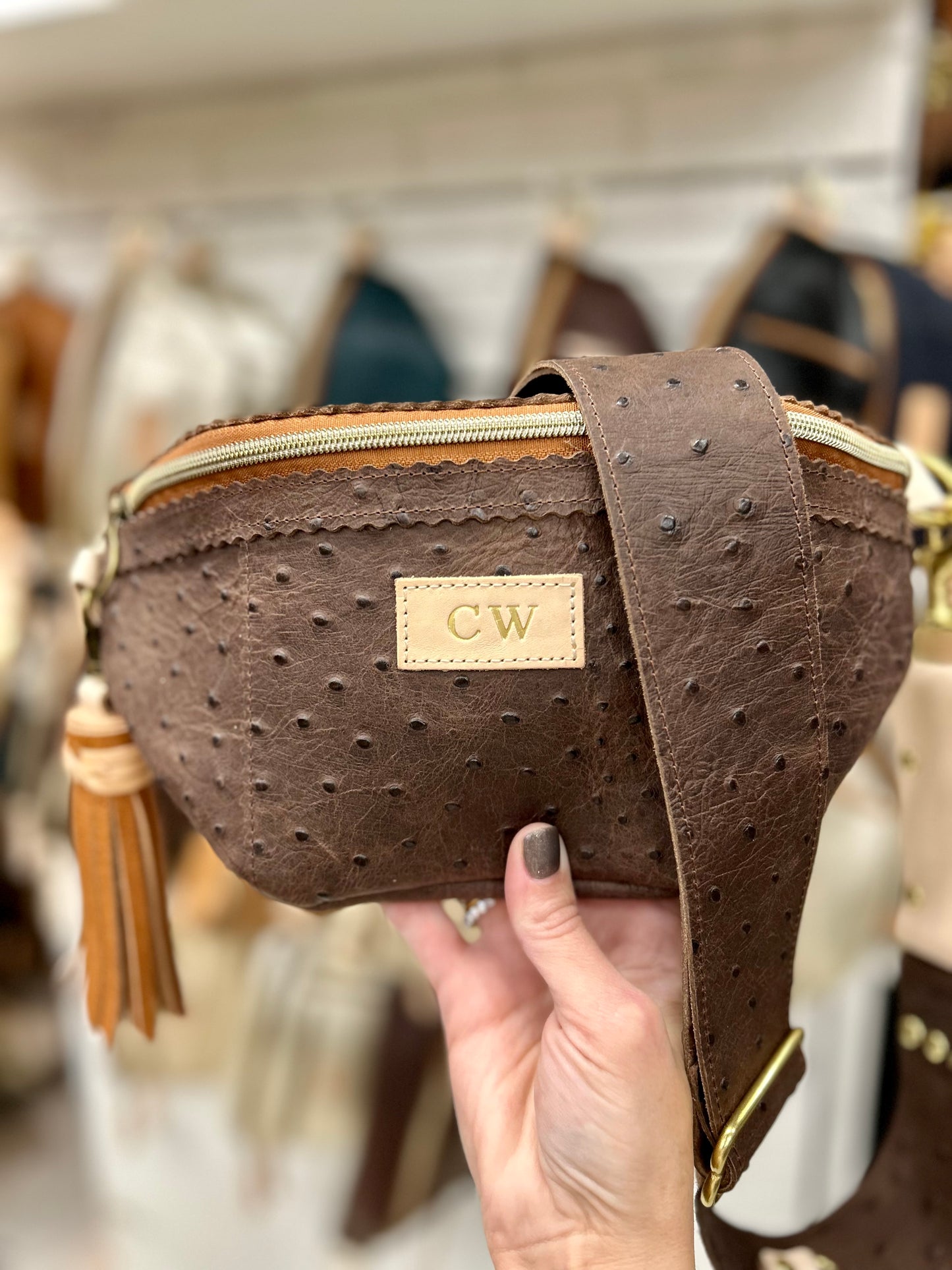 Better Than A Fanny Pack - Brown Ostrich (Pouch Only) Fanny Packs Indigo Laine