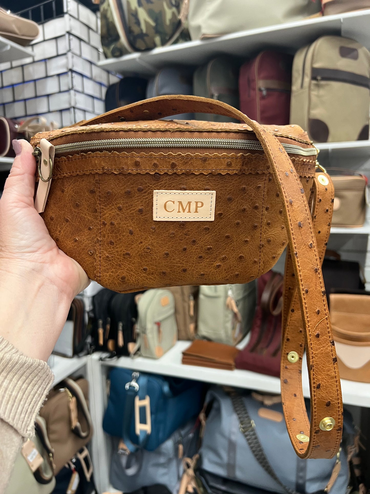 Camel Ostrich (Pouch Only) Fanny Packs Indigo Laine