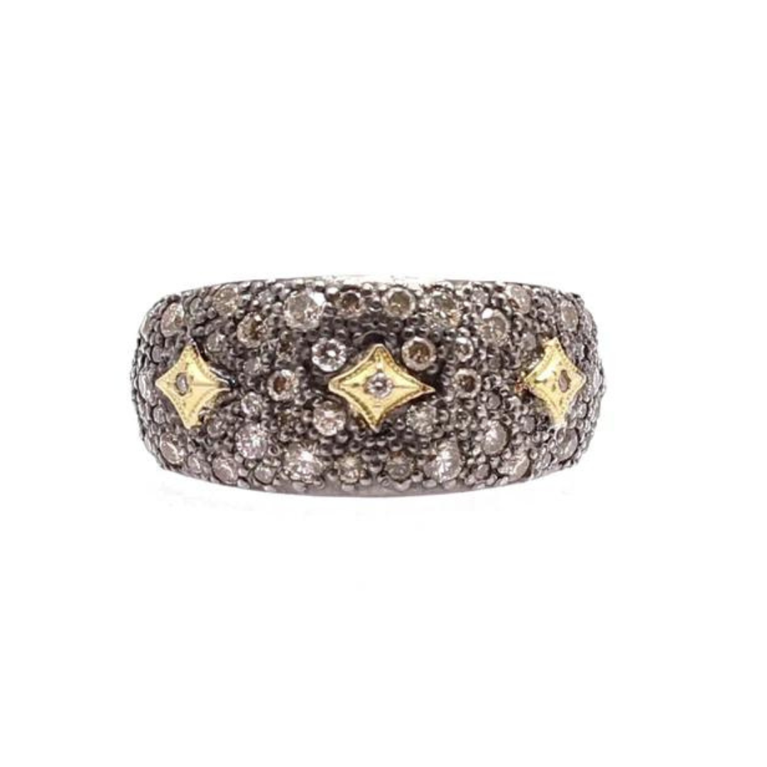 Wide Band Pave Diamonds Ring Rings Armenta   