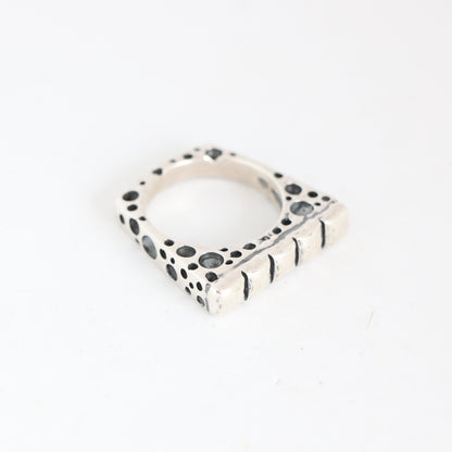 5 Domed Squares with Bubbles Shank Stacker Ring Rings Dian Malouf   